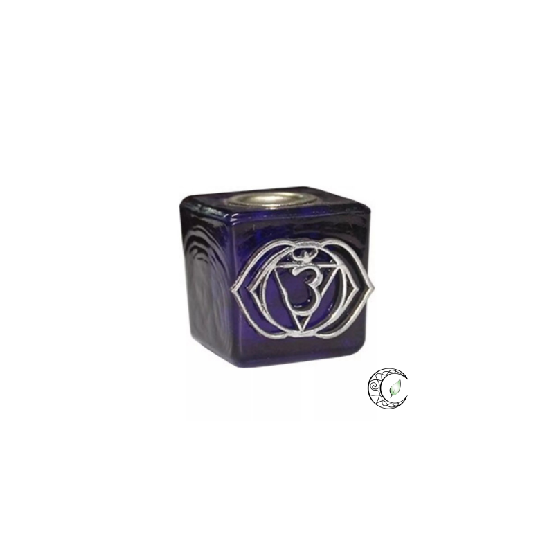 Bougeoir Cube "Ajna" – Chakra du Troisième Œil (Pour Minis Cierges)