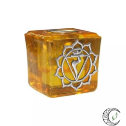 Bougeoir Cube "Manipura" – Chakra du Plexus Solaire (Pour Minis Cierges)