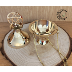 Encensoir en laiton avec pentacle pour rituels ésotériques hauteur 13cm
