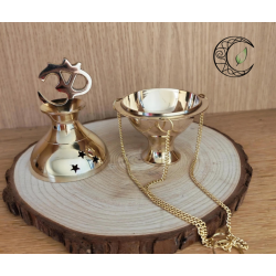 Encensoir en laiton symbole Ohm pour méditation et yoga hauteur 13cm