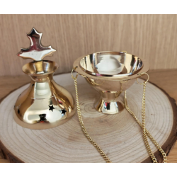 Encensoir en laiton avec symbole croix pour prière et purification 13cm