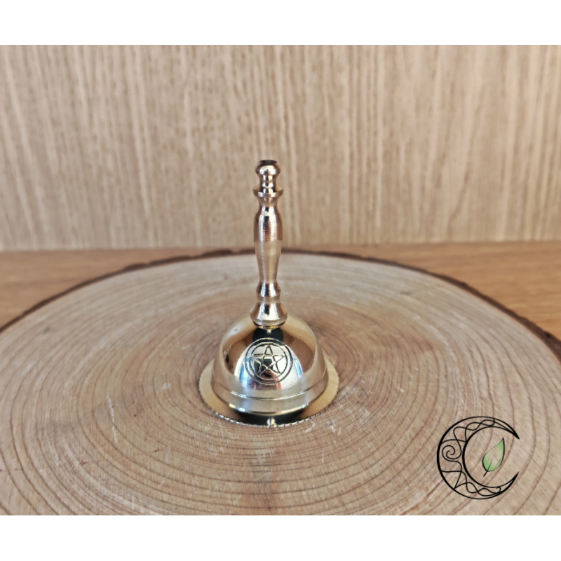 Petite cloche rituelle laiton doré 6.5 cm pentacle protection La Coupe des Fées