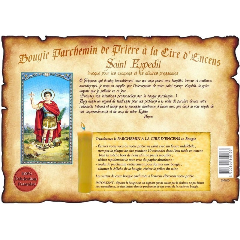 Bougie Parchemin à l'Encens – Saint Expédit