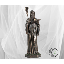 Grande Statue "Saint Benoît" – Bronze Coulé à Froid (23 cm)
